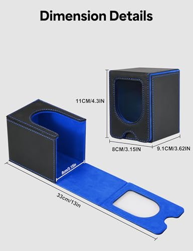 MTG Commander Deck Box, MTG Card Box with See-Through Window, Magnetic Closure Holds 100+ Double-Sleeved Cards TCG Cards(Black&Blue) - color: Black&Blue