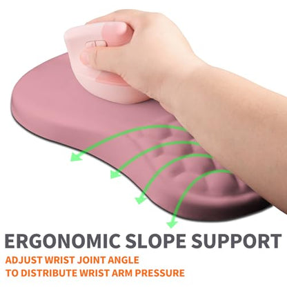 Ergonomic Joint Wrist Support Mouse Pad with Memory Foam Cushion Massage Bump, Carpal Tunnel Pain Relief Mousepad Slope Design for Wrist Rest, 11.8x7.9 in, RosyBrown - color: RosyBrown