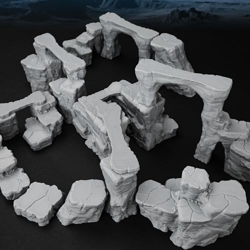 AUSPDICE RPG Terrain The Pit Canyon Scene for 28–32mm DND Campaigns TTRPG | Modular Scenery Set with Rock Bridges, TTRPG Structures, Map Accessories for Characters, Wargame and Roleplay Ready