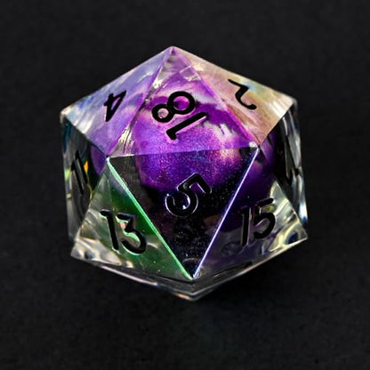 Electroplated Resin Dice Set, Resin Edge Sharp for Dungeons & Dragons RPG, MTG Board Games with Gift Box (Electroplating Purple Longan) - color: Electroplating Purple Longan