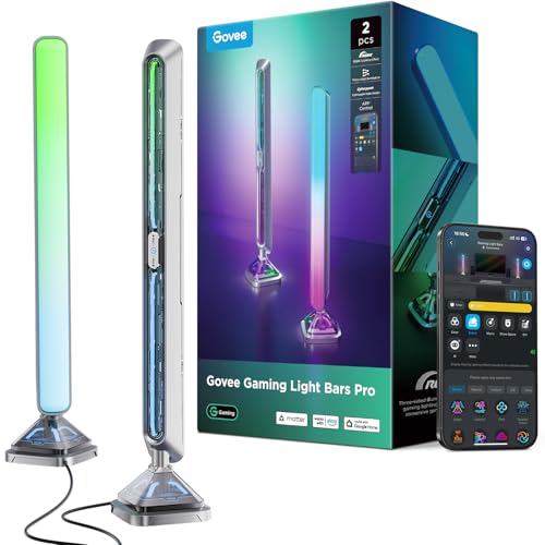 Govee Gaming Light Bars Pro,16-Inch Smart RGBIC Wi-Fi LED Game Lights | Upgraded,RGBICIllumination,Triple-Sided,Music Sync & 60+ Scene Modes, Works with Alexa & Google Home, Gaming Room Decor