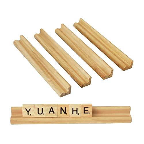 Yuanhe Scrabble Letter Tile Holders - Wooden Scrabble Rack Tray Set of 4, for Crafts and Game Stands - style: 4PCS