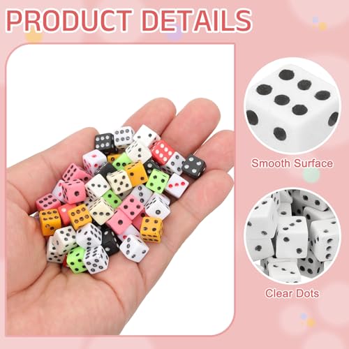 uxcell 300Pcs Mini Dice, 8mm/0.31" Acrylic Tiny Six Side Game Dot Square Dice Bulk for Table Board Game Party Activities, Light Beige/Black - color: Light Beige/Black, size: 8mm/0.31"