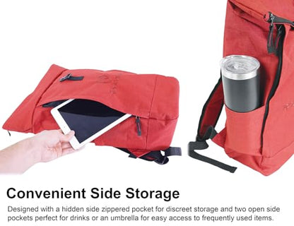 Rockville RPAK Burned Red Durable Backpack Bag with Padded Laptop Pocket | Stylish Nylon Fabric, Fits 15" Laptop, Hidden Zippered Pocket, Adjustable Straps, 2 Side Pockets - color: Red