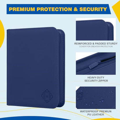 Toploader Binder,4-Pocket Side Load Trading Card Album, Holds 128 Cards | Top Loader Binder with Double-Sided Pockets for MTG, Sports Cards, Top Loader Storage（4 Dark Blue） - color: 4Dark Blue3