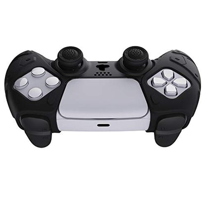 PlayVital Mecha Edition Black Ergonomic Soft Controller Silicone Case Grips for ps5, Rubber Protector Skins with Thumbstick Caps for ps5 Controller - Compatible with Charging Station - color: Black