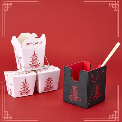 Chinese Takeout MTG Commander Deck Box, Fits TCG Cards (Black&Red) | Holds 130 Single/100 Double-Sleeved Cards, Fit MTG/PTCG/OPTCG Cards, Strong Magnet, PU Leather, With 2 Dividers - color: Black & Red