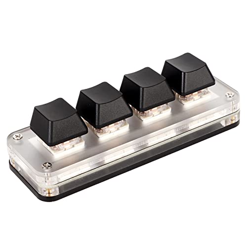 Programmable Macro Keyboard, Mechanical Gaming Macro Keyboard with Customized Knobs, Red Switch, One Handed Macro Keypad, Mini USB Wired OSU Keypad for Desktop PC (4 Keys) - size: 4 Keys