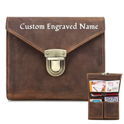 CONTACTS Personalized Playing Card Case for 2 Decks Custom Engraved Name Leather Poker Card Holder Handmade Travel Card Case for Men Gift - size: Personalized