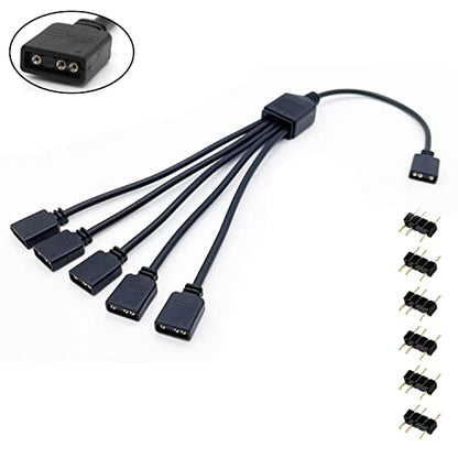 1-to-5 ARGB Splitter Cable, ARGB Cable, 5V 3 Pin Addressable RGB Extension Cable ARGB LED Sync Cable for Computer Chassis CPU Cooler and 5V ARGB Fan (1 Pack) - style: 1-to-5