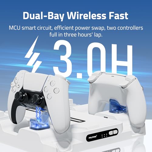Cooling Station Stand for PS, Cooling Fan Station with Dual Controller Charger Compatible with P5 Pro/Slim Console, Cooler Station Stand for Ps Accessories with 3-Level Fan&LED Light