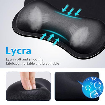 Gimars Upgrade Round Mouse Pad with Wrist Rest, Enlarge Smooth Superfine Fibre Memory Foam Ergonomic Comfortable Gaming Mousepad with Nonslip Base for Pain Relief, Laptop Computer Office, 10.8 x 9.7'' - color: Black-round