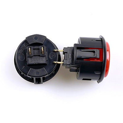Sanwa 6 pcs OBSF-30 Original Push Button 30mm - for Arcade Jamma Video Game & Arcade Joystick Games Console (Black & Red) S@NWA