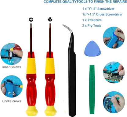 2pcs Replacement Hall Effect Joystick for Nintendo Switch/Switch OLED Model/Switch Lite Joy-Con Controller, Thumb Stick Analog Drift Repair Kit Y1.5 / +1.5 Screwdriver/Pry Fix Tools