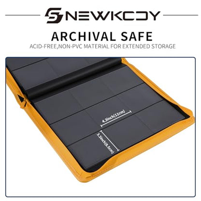 Snekdy Top loader Binder, 9 Pockets Top Loader，Holds 360 Top Loaders cards, Card binder with Sleeves for card in 3 x 4 inches color smooth Zipper PU Leather (Yellow) - color: Yellow