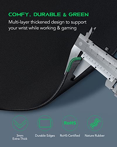 Black Shark Gaming Mouse Pad Desk Mat 47.2” x 23.6”, Oversized Large Mouse Pad, Non-Slip Mousepad, Super-Thick with Special-Textured Surface, Anti-Fray Stitched Edges, Desk Pad Manta P4 - size: Black(47.2" x 23.6")