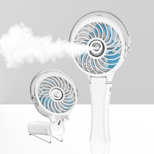 HandFan Upgraded Portable Misting Fan, Handheld Spray Water Mister Fan, USB Rechargeable Personal Mist Fans, Mini Cooling Hand Fans for Summer Beach Travel Concerts, Gifts for Women(White) - color: White, style: HF318C