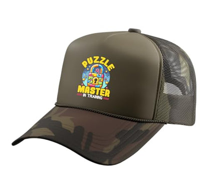 Escape Room Game Lockpicking Puzzle Room Exit Game Trucker Hat with Adjustable Mesh Back - color: Camo Green