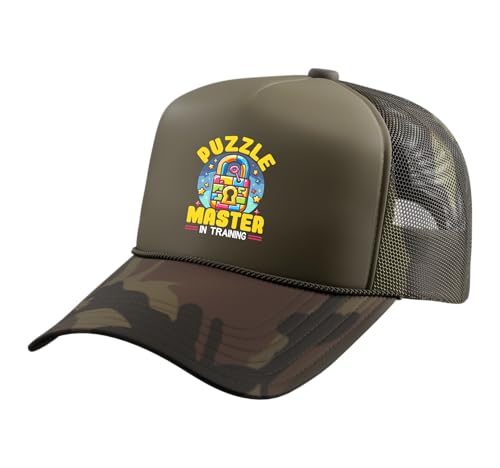 Escape Room Game Lockpicking Puzzle Room Exit Game Trucker Hat with Adjustable Mesh Back - color: Camo Green