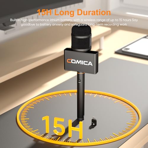 COMICA Revo S Wireless Handheld Microphone, Professional Handheld Interview Mic for iPhone16 15, Android Phones Laptops PC with USB-C Plug, Reporter Mic for Content Creators, Interviews, Reporting | Professional Interview Microphone with Plug & Play, Nois
