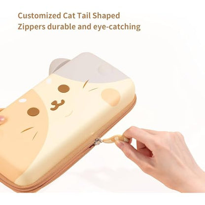 GeekShare Cat Ears Carry Case Compatible with Nintendo Switch OLED - Portable Hardshell Slim Travel Carrying Case fit Switch Console & Game Accessories (Multicolor, Large)