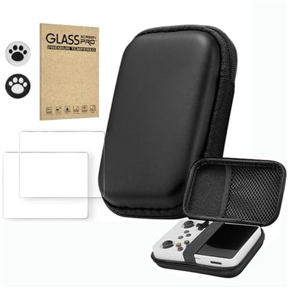 Hesupy Storage Case with 2PCS Protective Film for R36S/R35S/RGB20S Handheld Game Console, Travel Carrying Bag Hard EVA Protective Cover Organizer with 2 Keycaps (Black Set) - color: Black Set