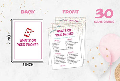 Birthday Game Cards - Teens birthday party game - 30cards – Birthday Game Card Set - (birth09) - color: What's On Your Phone