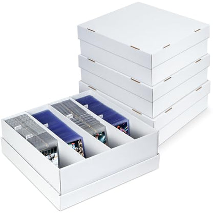 4 Pack Trading Card Storage Box - Holds 640 Top Loaders & 176 One Touch - Cardboard Case with Dividers for Sport Cards (4 Rows) - size: 4 Rows
