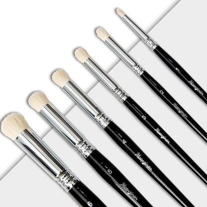 6 Pcs Dry Brush Set for Miniature Painting, Acrlics,Oils, Watercolors,by Birch Wood Circular Grip, Nylon Bristles - color: 6pcs Black Circular Brush Head Paintbrushes