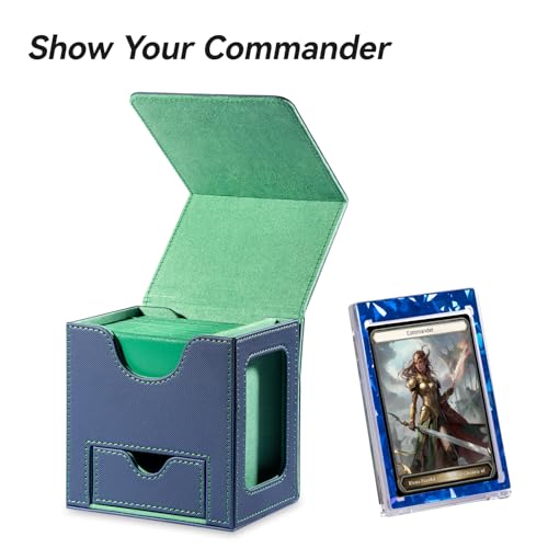 Mage Tech Card Deck Box for MTG Commander - Patented Design, Commander Display, Fits 100 Double-Sleeved Cards, 35pt Card Brick & Dice Tray - Blue/Green - color: 8. Crystal (Blue/Green)