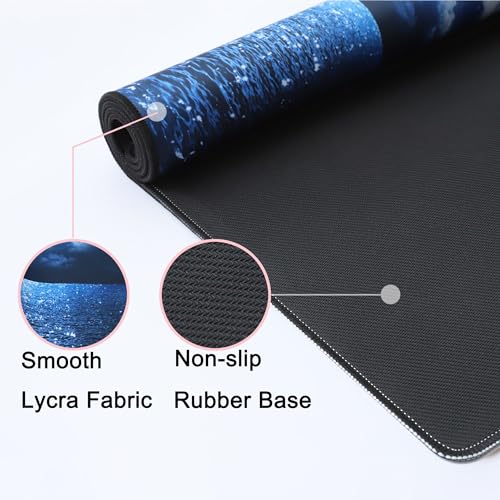 Desk Mat Pad,Large XXL Extended Mouse Pad Mat for Desktop Keyboard | 35''×15.6'' XXL Extended Gaming Mouse Pad with Non-slip Base Desk Matt Mousepad for Computer,Office,Keyboard and Laptop - color: C1-Moon Ocean