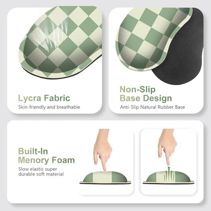 Large Gaming Mouse Pad Set, 4 in1 Ergonomics Keyboard Desk Mat with Memory Foam Wrist Rest, Extended Game Mousepad, Non-Slip Desk Pad Matt Easy Typing Pain Relief I Green Checkered - color: Green Checkered