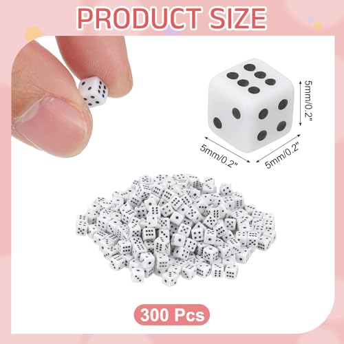 uxcell 300Pcs Mini Dice, 5mm/0.2" Acrylic Tiny Six Side Game Dot Square Dice Bulk for Table Board Game Party Activities, White/Black - color: White/Black, size: 5mm/0.2"