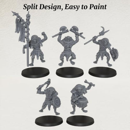 Tabletop Unpainted Miniatures RPG Gift 25mm Scale Werewolf Set AS1032 | 1:64 scale tabletop unpainted miniatures pack; highly detailed fantasy Rpg Figure set for custom hobby painting.