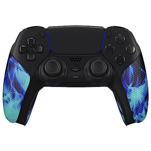 eXtremeRate PlayVital Anti-Skid Sweat-Absorbent Controller Grip for ps5 Controller, Professional Textured Soft Rubber Pads Handle Grips for ps5 Controller - Blue Flame - color: Blue Flame