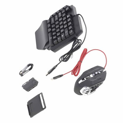 Diyeeni 35 Keys One Handed Mini Gaming Keyboard, BT 5.0 Portable Mechanical Keyboard for Mobile Phone Computer Laptop, RGB LED Gaming Keypad with Dual USB Ports and Mouse Converter for