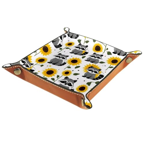 Raccoon and Sunflower Dice Tray Dice Rolling Tray Folding Dice Holder for Dice Games, Like RPG, DND and Other Table Games - color: Multi 12