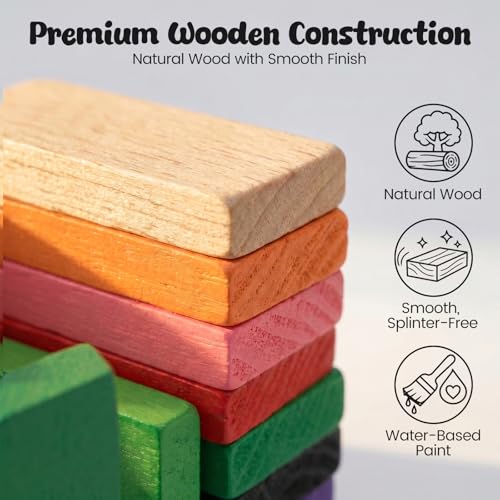 BigOtters Extra Large Domino Blocks Set for Kids, Educational Racing Game Party Favor for Boys and Girls,Colorful 108 PCS