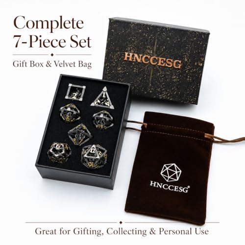 DND Dice Set,3D Octopus Hollow Metal 7-Die,Black | Lightweight Copper Dice,Easy-to-Read Numbers,Gift Box & Velvet Bag for DND RPG Players - color: Cthulhu Black