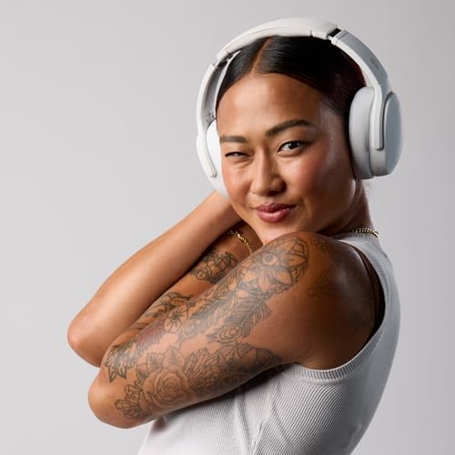 Skullcandy Crusher Evo Wireless Bluetooth Headphones with Multi-Sensory Bass, Noise Isolating Over-Ear Fit, Up to 40 Hours Battery, Microphone for iPhone Android - Bone - color: Bone
