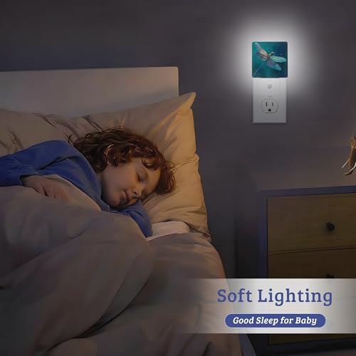 Dragonfly Night Light with Dusk to Dawn Light Sensors, Plug-in Wall Led Night Lights, Energy Efficient Lamp for Bedroom,Bathroom,Kitchen,Hallway,Stairs, Gifts Ideal for Girls Women - color: Dragonfly