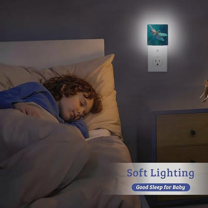 Dragonfly Night Light with Dusk to Dawn Light Sensors, Plug-in Wall Led Night Lights, Energy Efficient Lamp for Bedroom,Bathroom,Kitchen,Hallway,Stairs, Gifts Ideal for Girls Women - color: Dragonfly