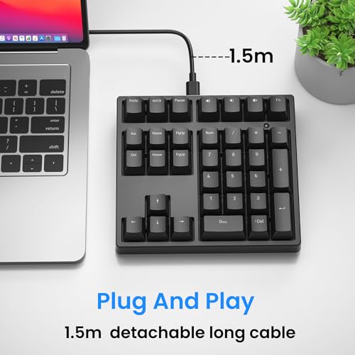 Gurjot Number Pad, Mechanical USB Wired Numeric Keypad with RGB LED Backlit,34 Keys Numpad Keyboard with PBT Keycaps Blue Switches for Windows/Mac Laptop,Computer,Desktop,PC,Notebook (Black) - color: black