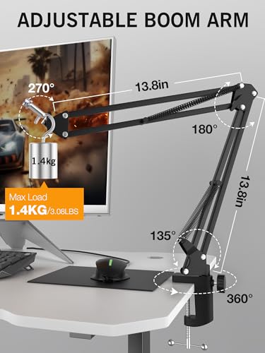 Seiren V3 Mini Boom Arm - Mic Arm for Razer Mini, Seiren V2, Seiren X and Most Microphone, Adjustable Boom Scissor Arm Stand with 3/8" to 5/8" Adapter by SUNMON
