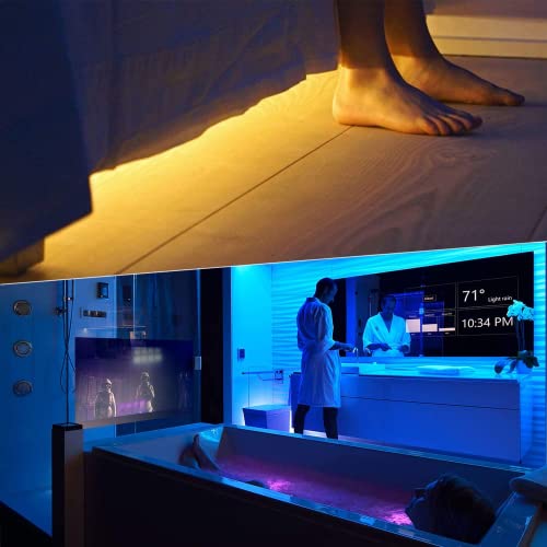 CHARKEE 50ft LED Lights USB-Powered, RGB Strip Lighting for Bedroom/TV Backlight/Gaming Lighting, Color Changing Bluetooth Led Lights with Smart App Control, Music Sync Sound Reaction - size: 50ft USB-Powered