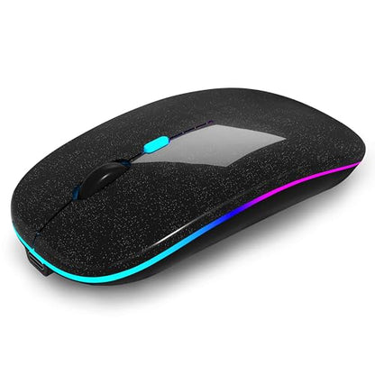 AIKOKOK Wireless Bluetooth Mouse, Rechargeable Dual Mode Mouse, Pearl Black | BT 5.2 & 2.4G USB Receiver, 3 Adjustable DPI,LED Lights,Slim,Silent,Portable Computer Mouse for Laptop,PC,MacBook,iPad,Tablet - color: Pearl Black