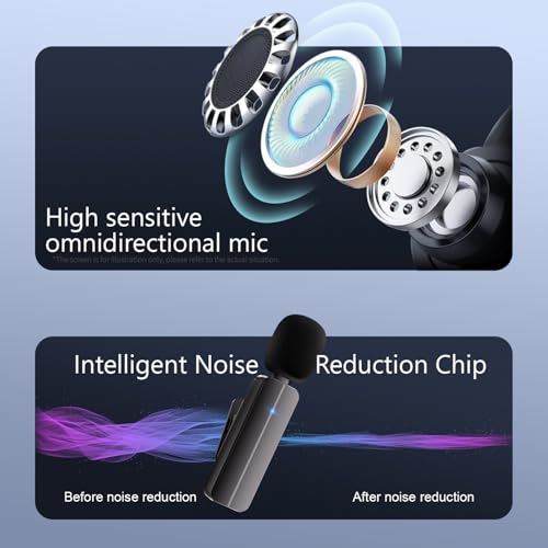 2-Pack Wireless Mini Lavalier Lapel Microphone for iPhone,Android Phone(2 in 1) w/ Case - 65ft Cordless Clip on Dual Mics with Noise Reduction 6H Working Time for Video Recording Vlogging, YouTube