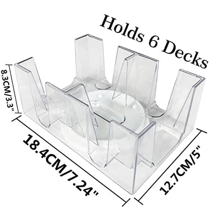 Yuanhe Canasta Playing Card Holder - 6 Deck Revolving Card Tray for Kids & Adults, Rotating Cards Holder for Poker, Canasta, Hand & Foot, Rummy, Go Fish, UNO Games - size: 7.24(L) x 5(W) x 3.3(H) inches
