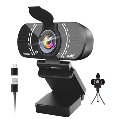Akyta 1080P PC Webcam, Plug and Play USB C Camera with Microphone/Privacy Cover/Stand/Adapter & Wide Angle 110°, Web Camera for Desktop Computer PC Mac Video Calling/Zoom Conference - color: 1080P Webcam USB A to C
