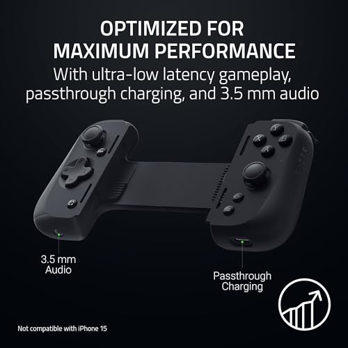 Razer Kishi V2 Pro Mobile Gaming Controller for Android: HyperSense Haptics - Universal Fit - Stream PC & Console Games - Play Touchscreen Only Games - Compatible w/Samsung Galaxy & Google Pixel - color: Black, style: Kishi V2 Pro